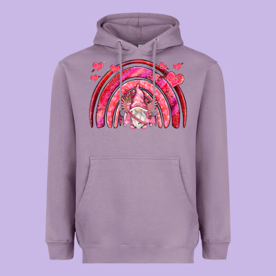Valentines Day Rainbow With Cupid Gnome Heavyweight Hoodie Designed By Nancycooperartshop