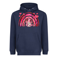 Navy valentines day rainbow with cupid gnome Heavyweight Hoodie - NancyCooperArtShop