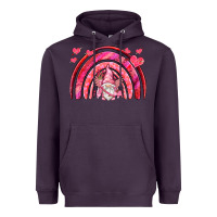 Plum valentines day rainbow with cupid gnome Heavyweight Hoodie - NancyCooperArtShop