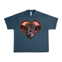 Midnight Navy leopard heart highland calf Urban Heavy Tee - RanaPortraitStore