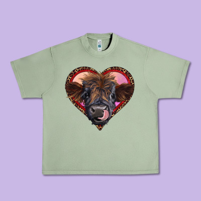 Leopard Heart Highland Calf Urban Heavy Tee Designed By Ranaportraitstore