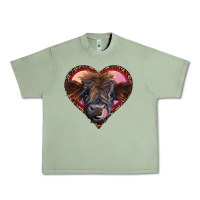 Oil Green leopard heart highland calf Urban Heavy Tee - RanaPortraitStore