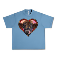Pebble Blue leopard heart highland calf Urban Heavy Tee - RanaPortraitStore