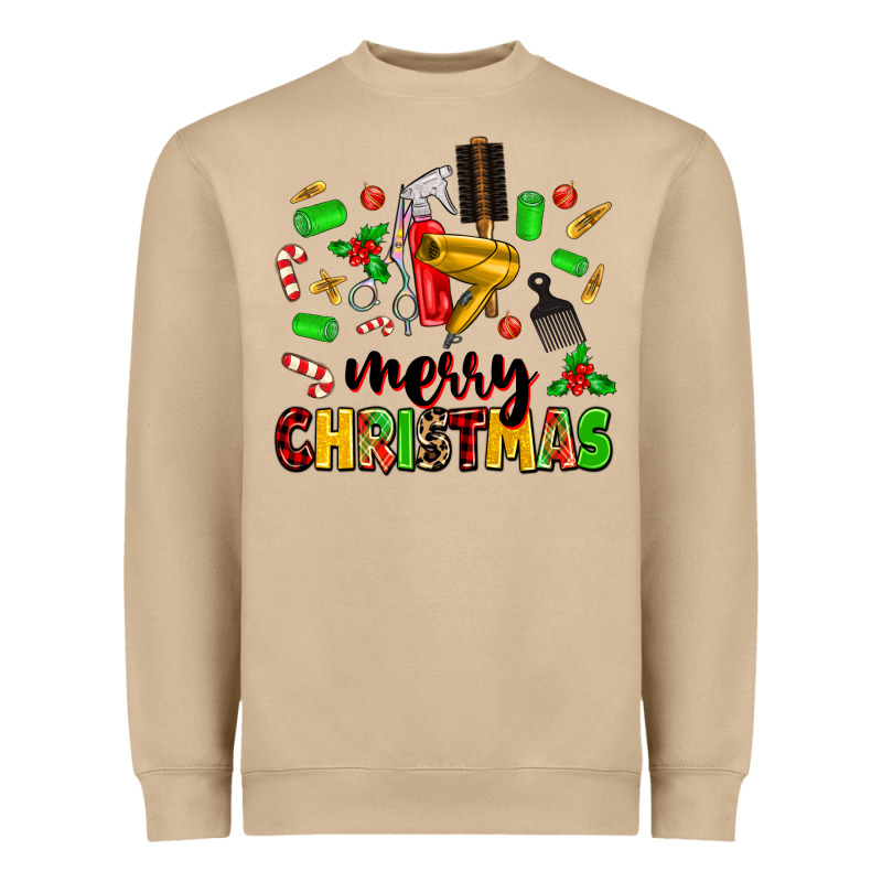 Merry Christmas Hair Heavyweight Sweatshirt by MaliasSmallBusiness | Teevron