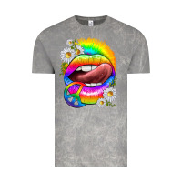 Cloud Rock rainbow lips with daisies Vintage Tee - texasbilliewilder
