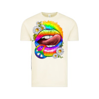 Vintage Arctic rainbow lips with daisies Vintage Tee - texasbilliewilder