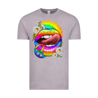 Vintage Zinc rainbow lips with daisies Vintage Tee - texasbilliewilder
