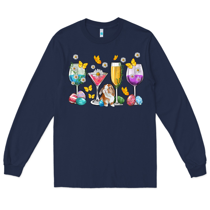 Easter Wine Glasses Easter Day Long Sleeve Tee by Neo Western | Teevron