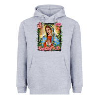 Heather Grey lady of guadalupe portrait Heavyweight Hoodie - BarkalooDesign