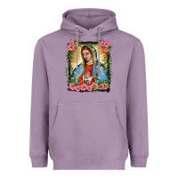 Lavender lady of guadalupe portrait Heavyweight Hoodie - BarkalooDesign
