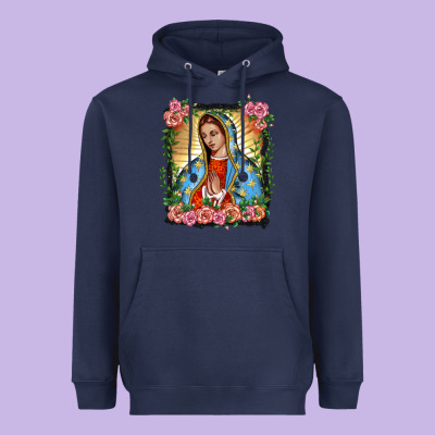 Lady Of Guadalupe Portrait Heavyweight Hoodie Designed By Barkaloodesign