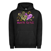 Pigment Black Mardi Gras heart Urban Hoodie - LillyAllenDesigns