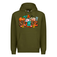 Army Green nurse with fall element Premium Hoodie - AdoDesignShop