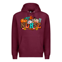 Burgundy nurse with fall element Premium Hoodie - AdoDesignShop