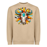 Mushroom Western bull skull sunflower Heavyweight Sweatshirt - MaliasSmallBusiness
