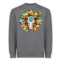 Storm Western bull skull sunflower Heavyweight Sweatshirt - MaliasSmallBusiness