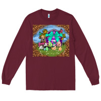 Burgundy Farm animal easter tumbler Easter Day Long Sleeve Tee - Neo Western