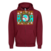 Burgundy baseball turquoise sunflower Zipper Hoodie - JahusDesignShop