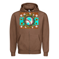 Chestnut baseball turquoise sunflower Zipper Hoodie - JahusDesignShop