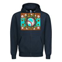 Navy baseball turquoise sunflower Zipper Hoodie - JahusDesignShop
