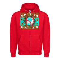 Red baseball turquoise sunflower Zipper Hoodie - JahusDesignShop