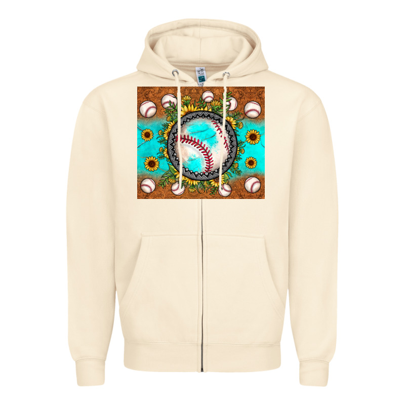 Baseball Turquoise Sunflower Zipper Hoodie by JahusDesignShop | Teevron