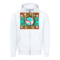 White baseball turquoise sunflower Zipper Hoodie - JahusDesignShop