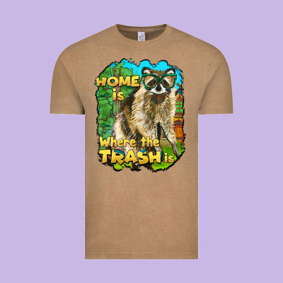 Raccoon Home Is Where The Trash Is Vintage Tee Designed By Barkaloodesign