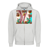 Baseball Leopard Turquoise Cactus Sunflower Zipper Hoodie | Teevron