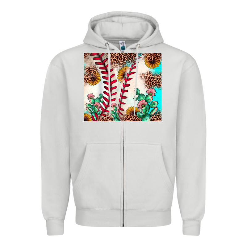 Baseball Leopard Turquoise Cactus Sunflower Zipper Hoodie by JahusDesignShop | Teevron