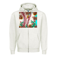 Oatmeal Heather baseball leopard turquoise cactus sunflower Zipper Hoodie - JahusDesignShop