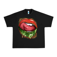 Black watermelon lips with leopard Urban Heavy Tee - texasbilliewilder