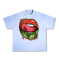 Grape Ice watermelon lips with leopard Urban Heavy Tee - texasbilliewilder