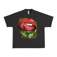 Pigment Black watermelon lips with leopard Urban Heavy Tee - texasbilliewilder