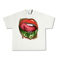 Pistachio watermelon lips with leopard Urban Heavy Tee - texasbilliewilder