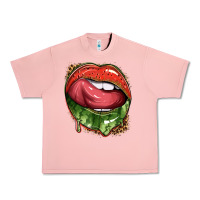 Salmon watermelon lips with leopard Urban Heavy Tee - texasbilliewilder