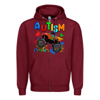 Burgundy autism crusher Zipper Hoodie - AdoDesignShop