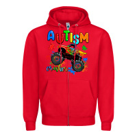 Red autism crusher Zipper Hoodie - AdoDesignShop