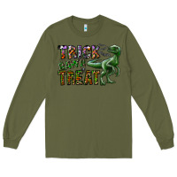Army Green Trick RAWR Treat Long Sleeve Tee - CowhideDigitalArt