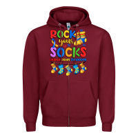 Burgundy rock your  world down syndrome Zipper Hoodie - Artiststas