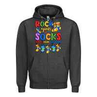 Charcoal Heather rock your  world down syndrome Zipper Hoodie - Artiststas