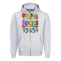 Heather Grey rock your  world down syndrome Zipper Hoodie - Artiststas
