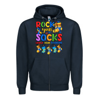Navy rock your  world down syndrome Zipper Hoodie - Artiststas