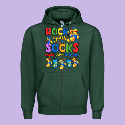 Rock Your  World Down Syndrome Zipper Hoodie Designed By Artiststas