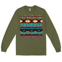 Army Green aztec turquoise gemstone seamless pattern Long Sleeve Tee - HRA Design Shop