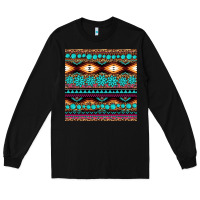 Black aztec turquoise gemstone seamless pattern Long Sleeve Tee - HRA Design Shop