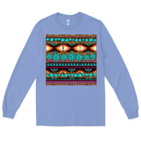 Colony Blue aztec turquoise gemstone seamless pattern Long Sleeve Tee - HRA Design Shop