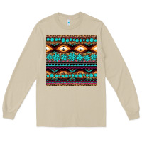 Mushroom aztec turquoise gemstone seamless pattern Long Sleeve Tee - HRA Design Shop