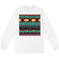 White aztec turquoise gemstone seamless pattern Long Sleeve Tee - HRA Design Shop