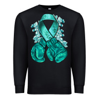 Black teal ribbon with boxing gloves Premium Sweatshirt - NancyCooperArtShop